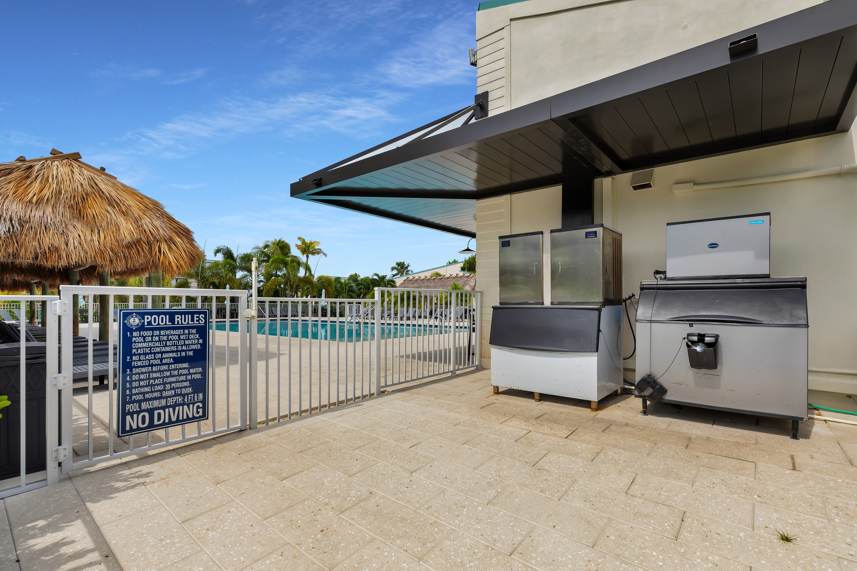 Ice machines located next to clubhouse and pool