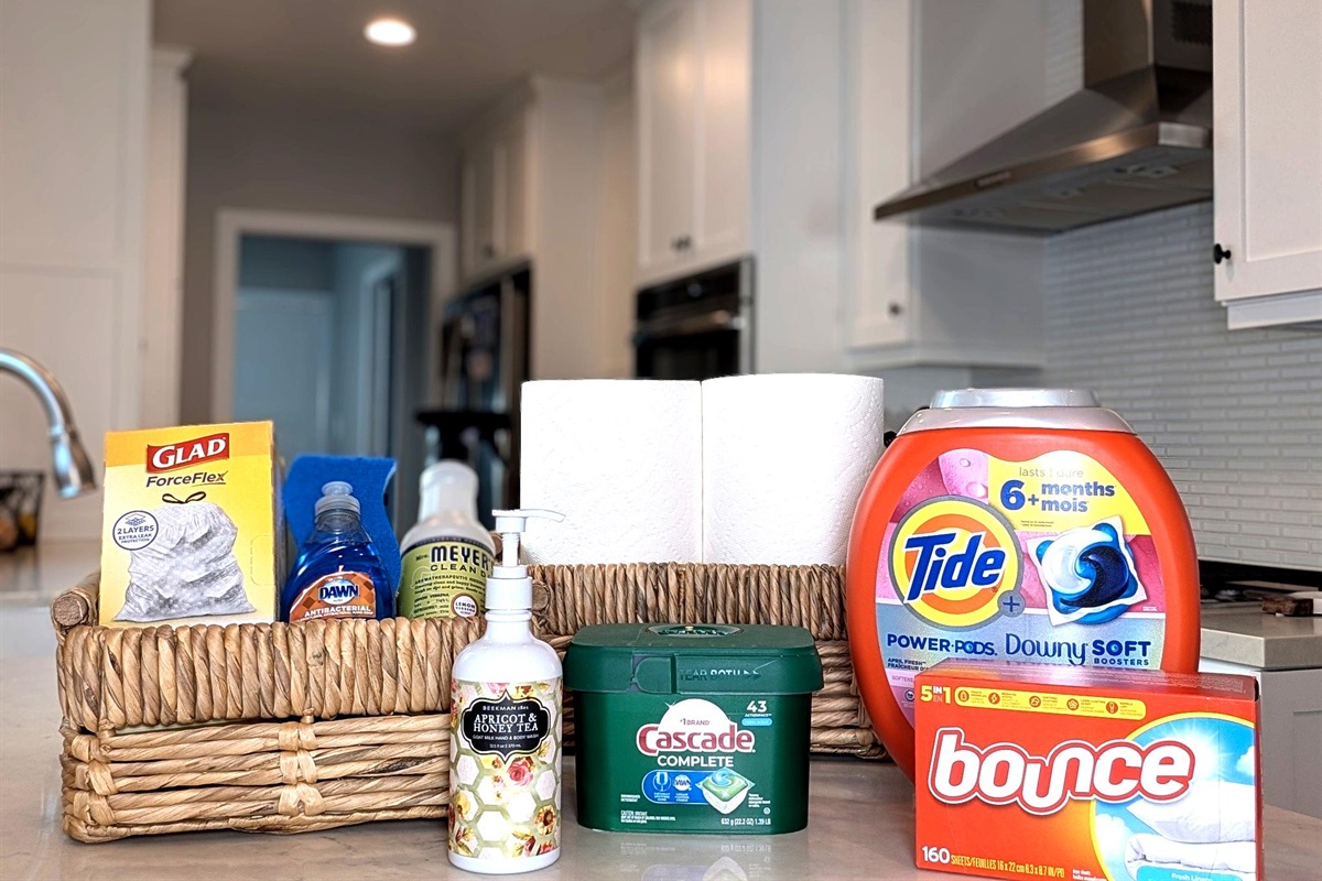 We provide all of the cleaning supplies you need for your stay!