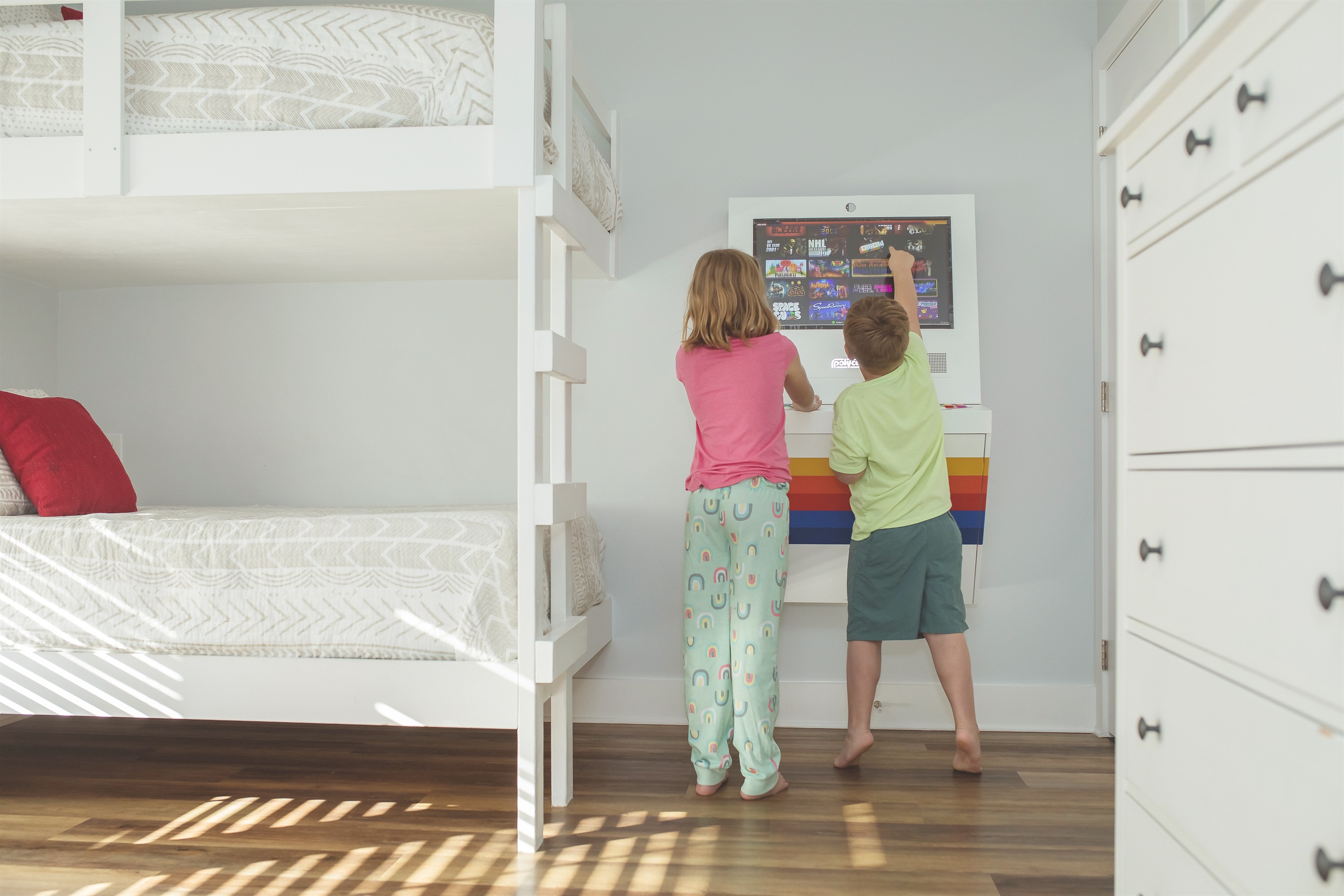 A fun-filled bunk room with an arcade system to keep kids entertained, making this Miramar Beach retreat ideal for family vacations.
