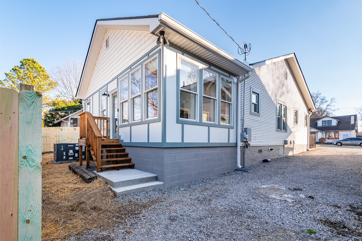 Back of home (note: fence is in FRONT yard, not back yard).