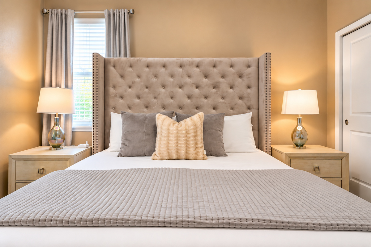 This king size master bedroom on the ground floor is great for people with mobility issues.