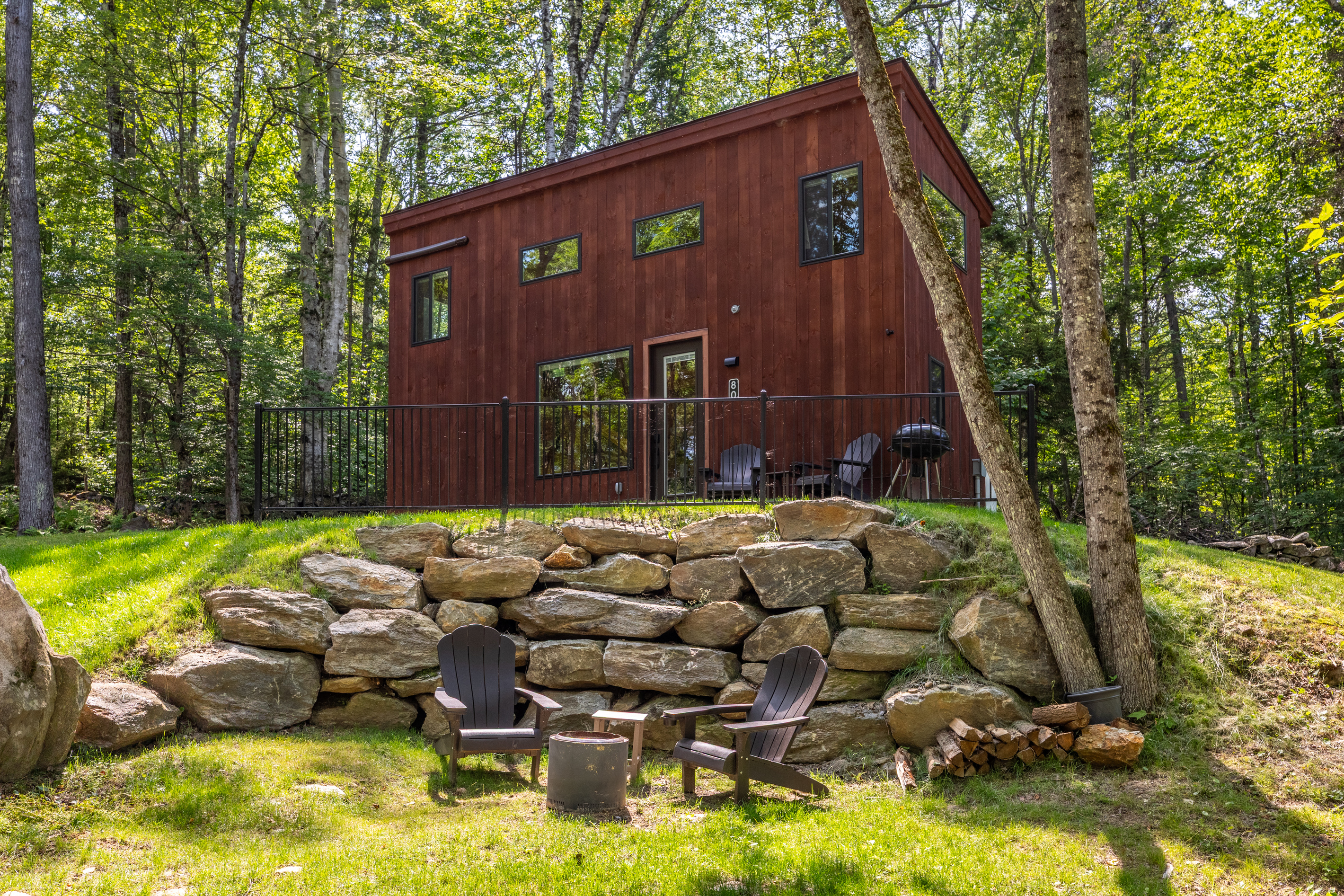 Deep-woods seclusion, just a short drive from Okemo Mountain and the restaurants of Ludlow.