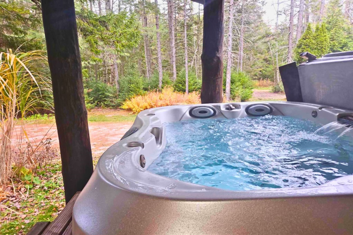 The second hot tub on the property offers much more privacy! 