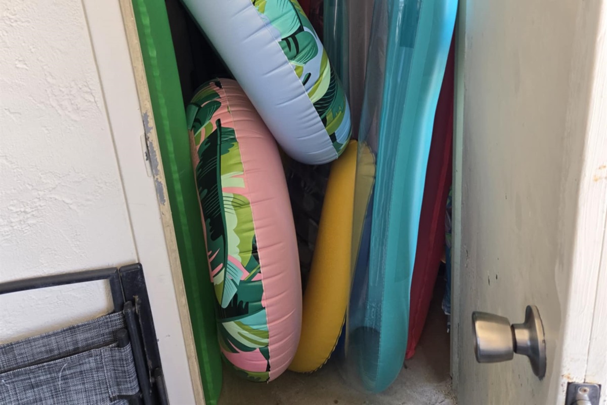 Beach/Pool Floats in Balcony Closet