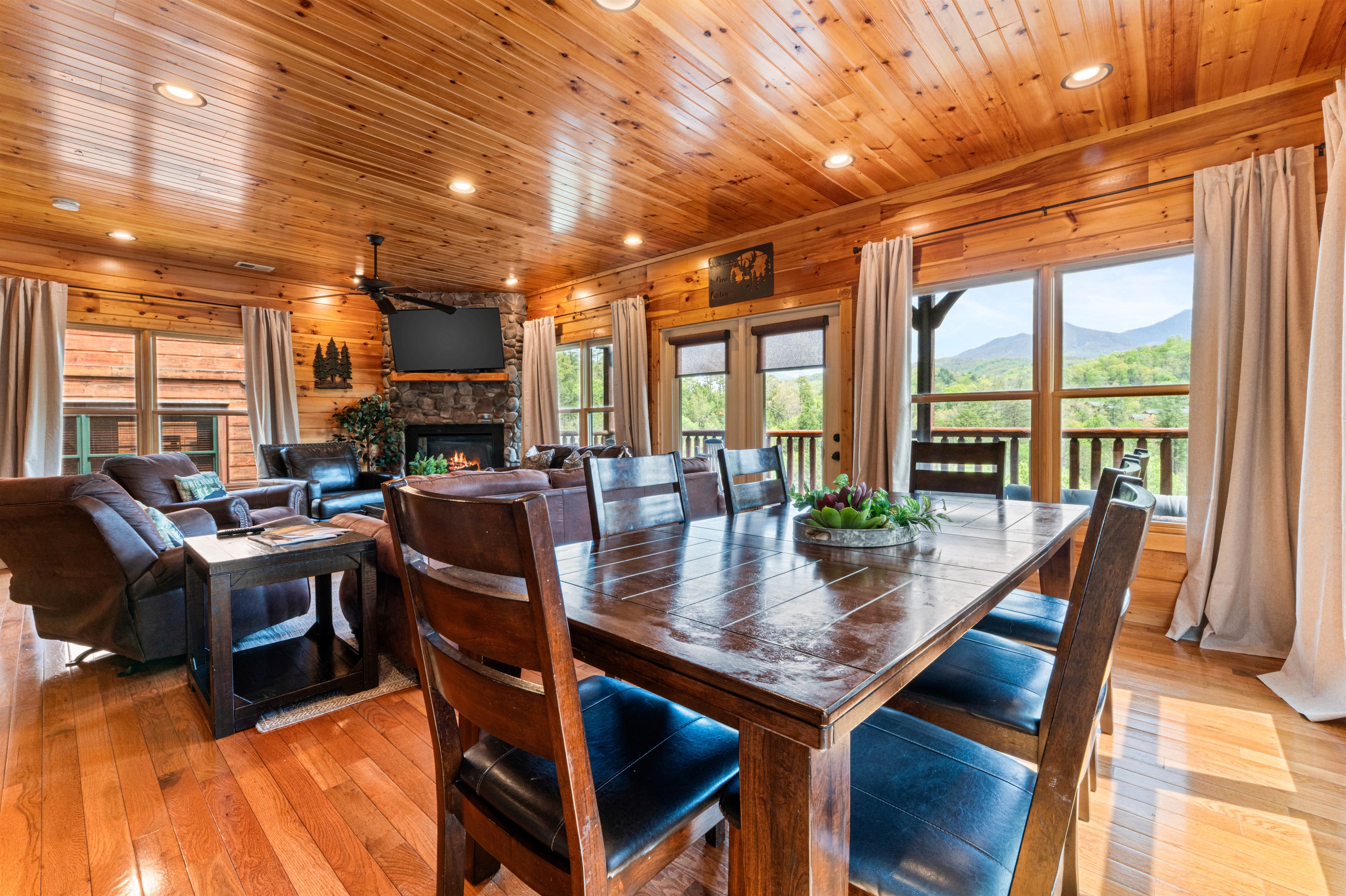 Dining area is open to the living room and kitchen with space for everyone to feel comfortable.