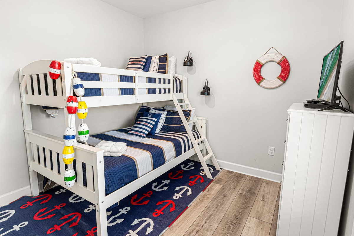 Bunk room is single over full bed located on the main floor.