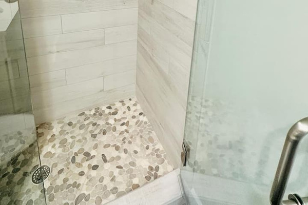 Tiled walk-in shower