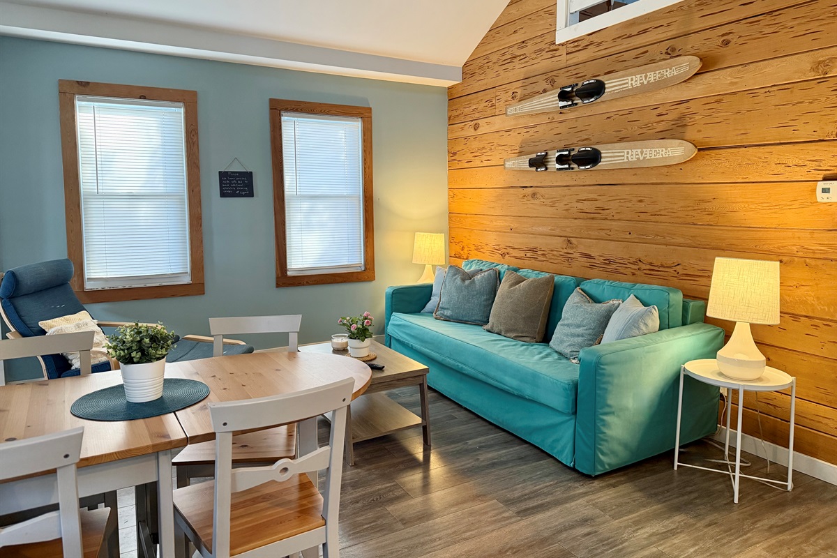 Living room with Queen sleeper sofa