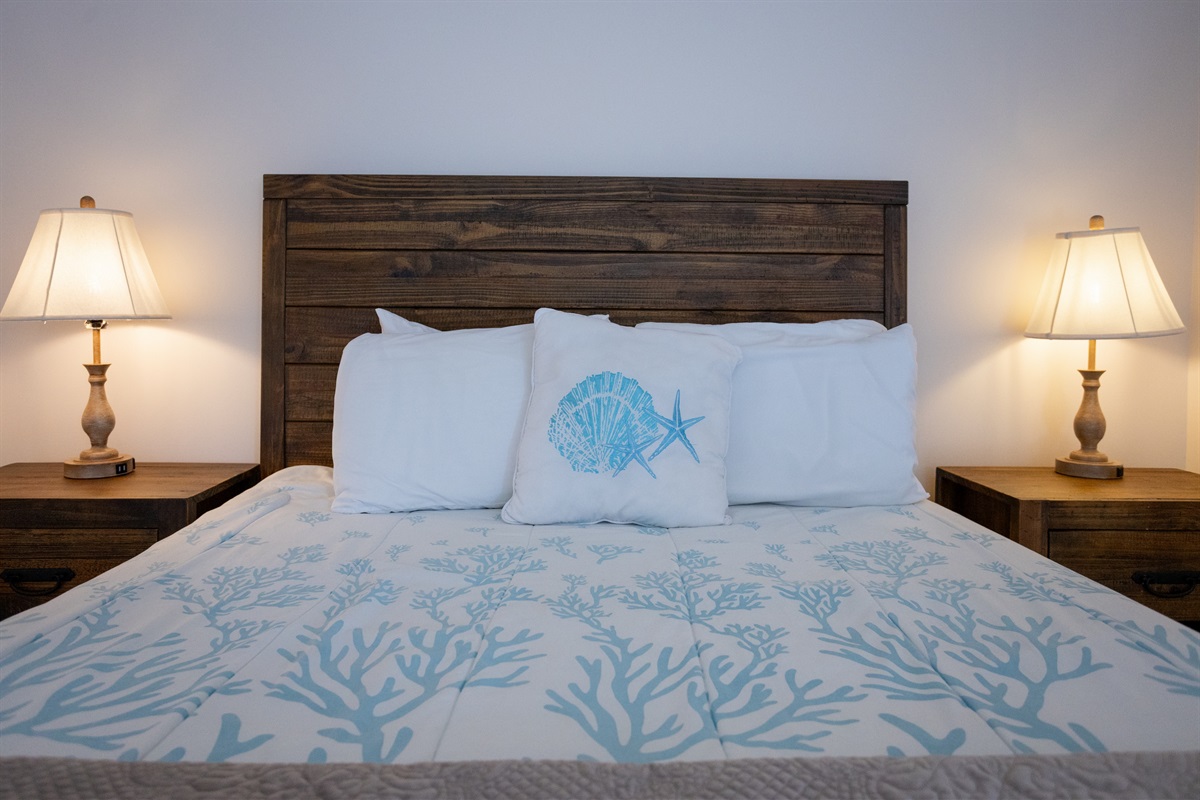 Soft lighting and cozy décor create a relaxing retreat.