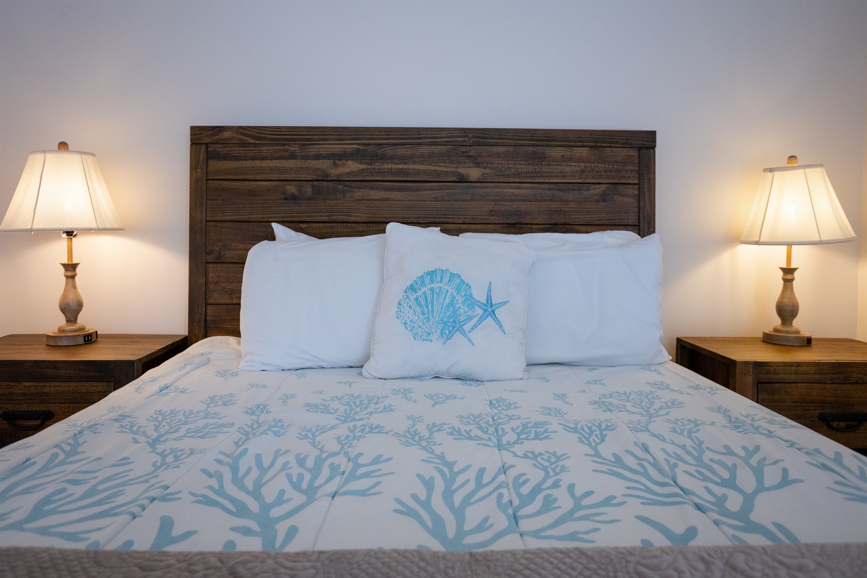 Soft lighting and cozy décor create a relaxing retreat.
