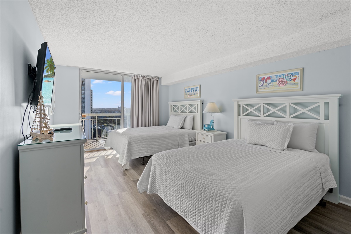 2nd Bedroom with 2 queens and balcony access