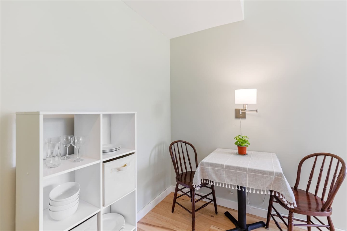 Enjoy some peace and quiet and have dinner downstairs:)