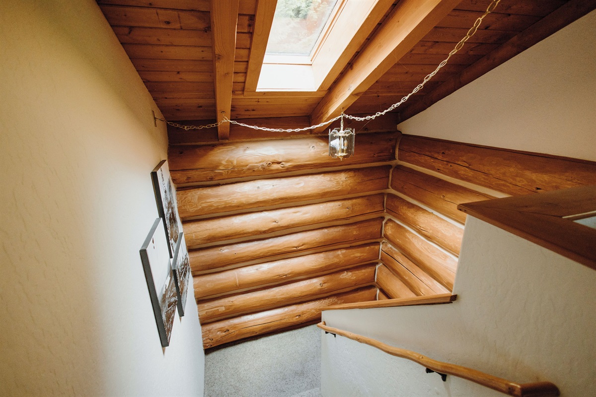 Stairway looking down from the third floor.