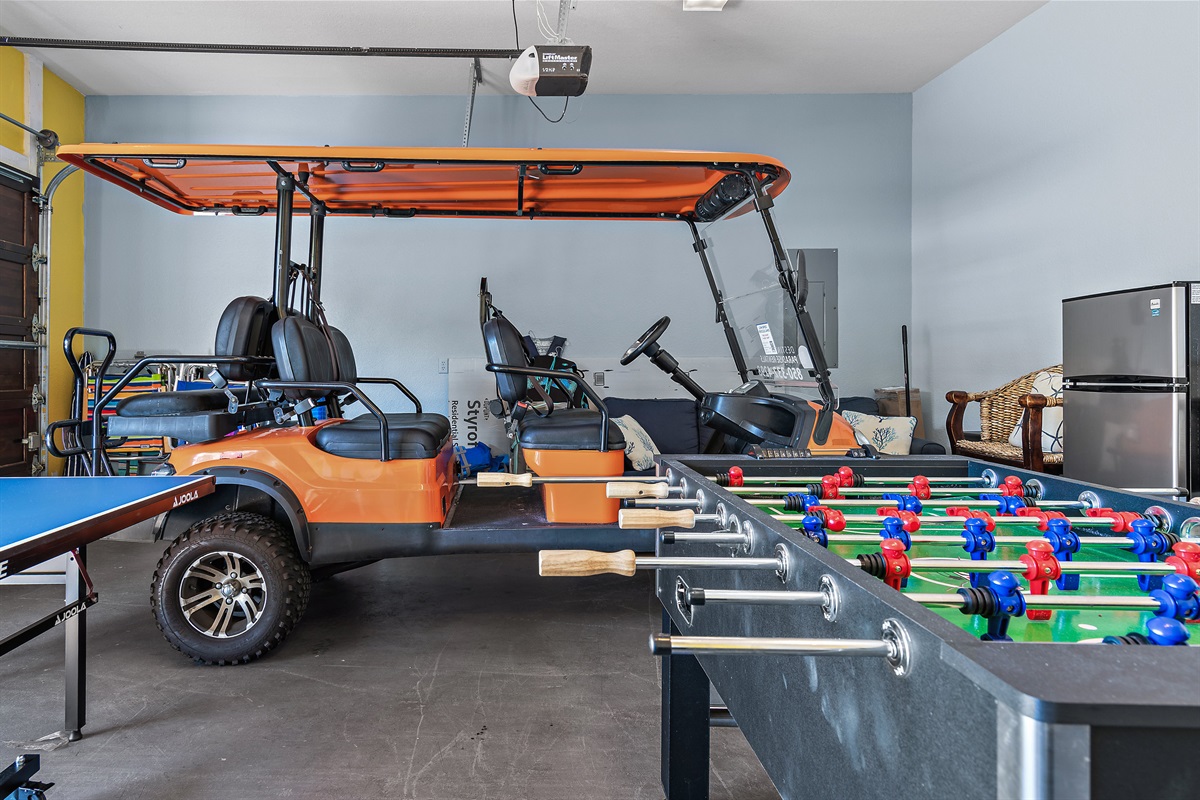 GOLF CART: Cruise the low-speed Scenic Gulf Drive in style and convenience with your private six-seater golf cart!