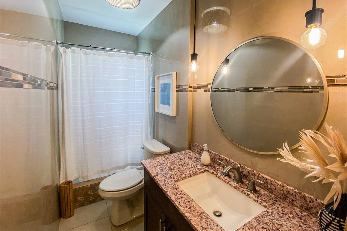 Stylish, modern bathroom with high-end finishes.