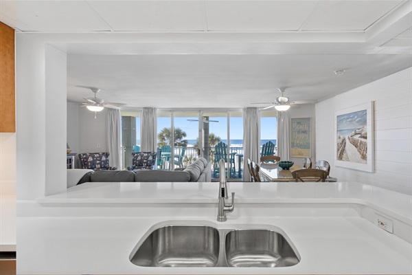 Large kitchen with a great view