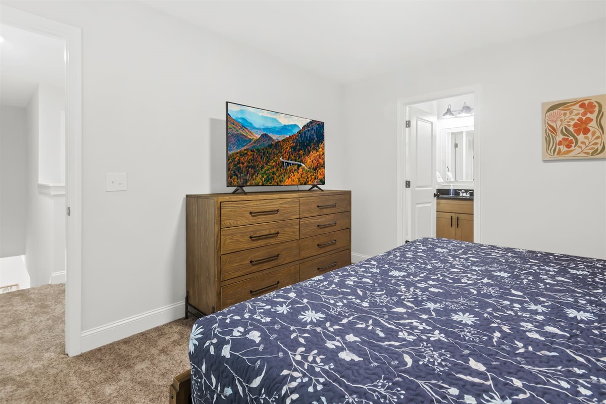 King bedroom with TV