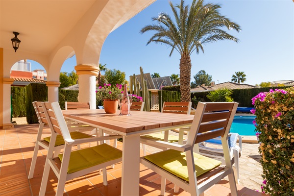 Veranda with dining table