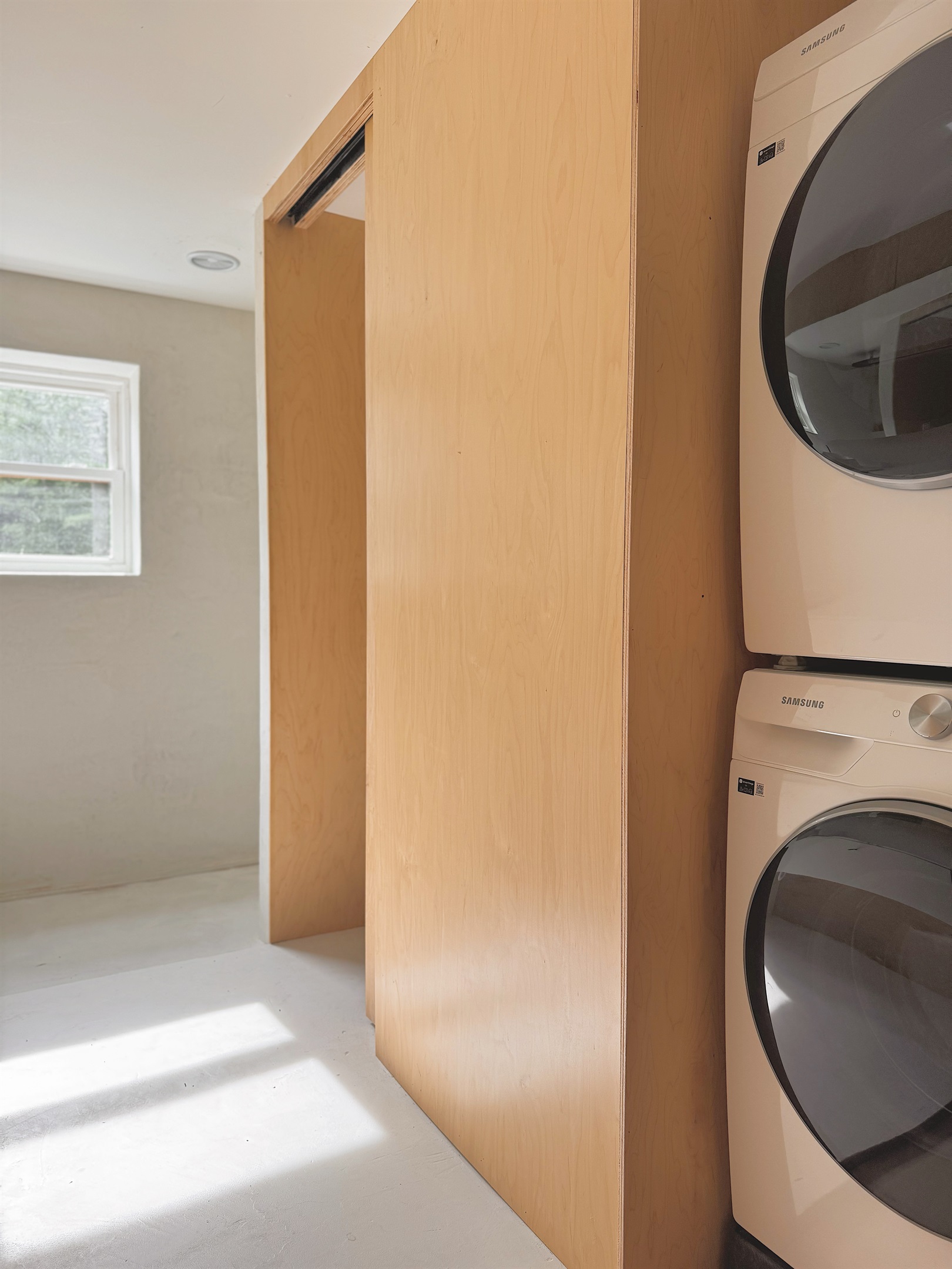 Washer and dryer is located upstairs.