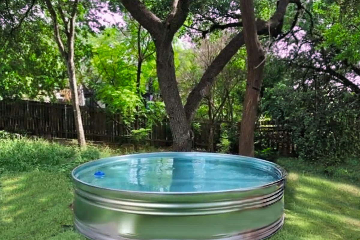 Cool down in our cow boy pool in our beautiful garden