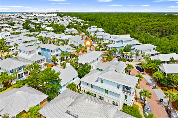 Take in the beauty of Seacrest Beach from above, where charming coastal homes, winding streets, and lush landscaping create a welcoming setting for your 30A getaway.