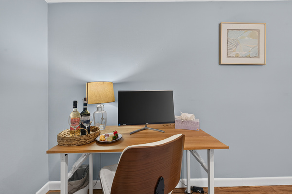 Quiet office nook designed for work, study, or planning your next adventure.