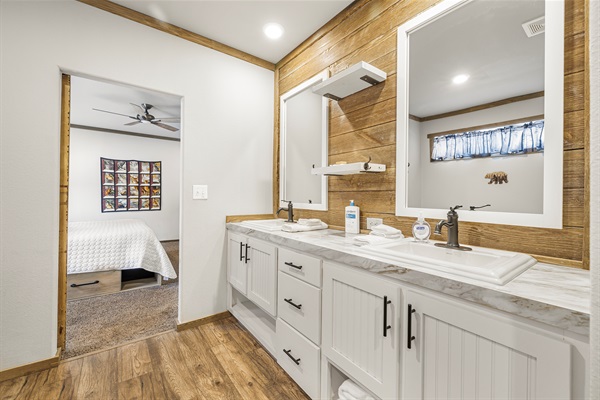 Private primary bathroom with soaking tub and walk in shower