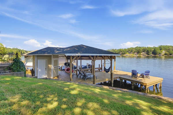 Your own private Lake Tillery waterfront—covered dock, open water and plenty of room to play.