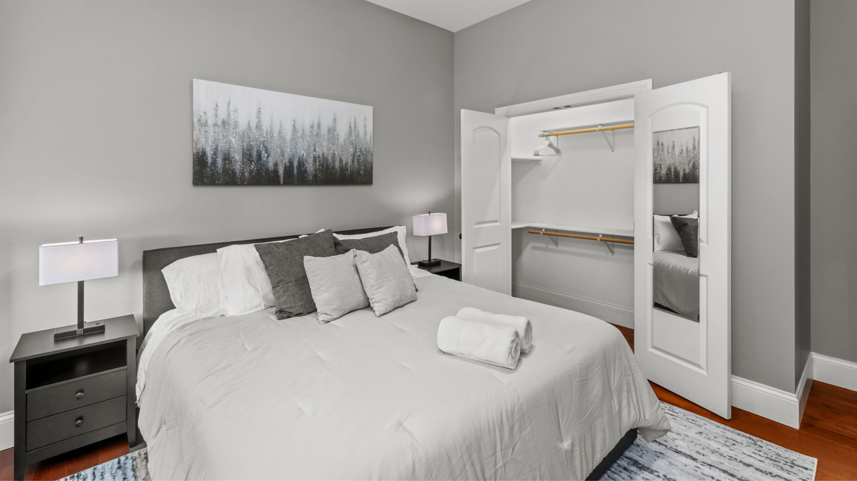 Don't worry about clutter in this room.  There's ample space to hide your things away.