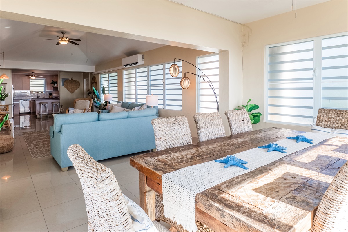 Open-concept kitchen and dining area