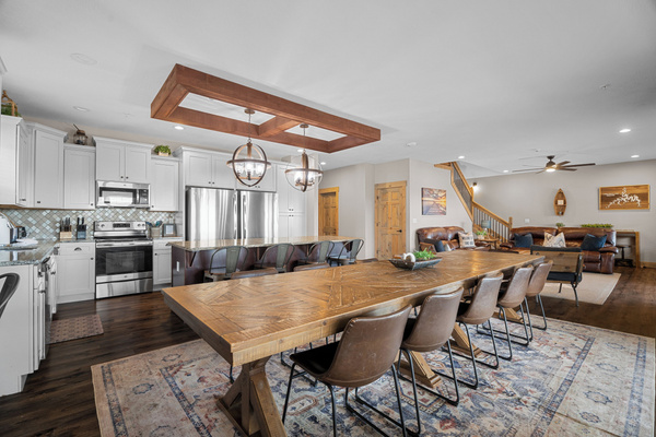 Main level kitchen. Two full-size refrigerators, two dishwashers, oven/ceramic glass cooktop, microwave, drip coffee maker, Keurig, and Nespresso. Stocked with small appliances, cookware, bakeware, utensils, dishes, glassware, mugs, and more!