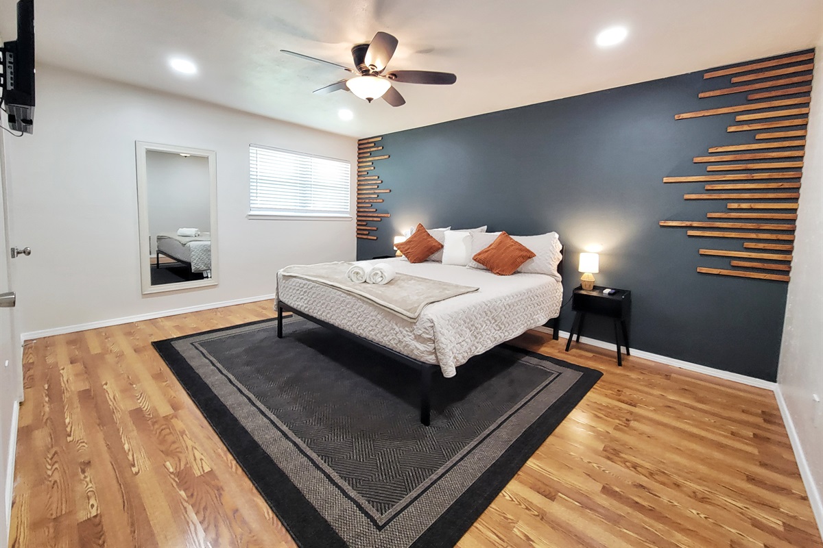 Master bedroom with Roku TV