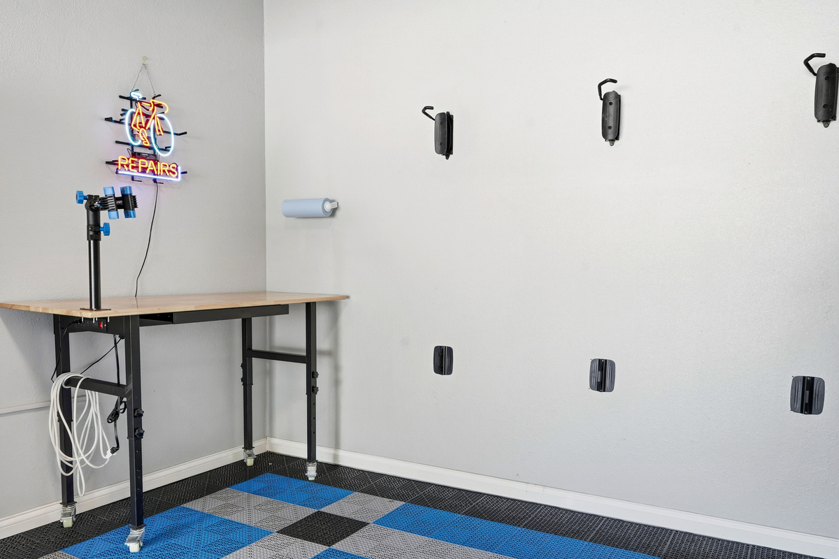 Bike repair station with outlet 