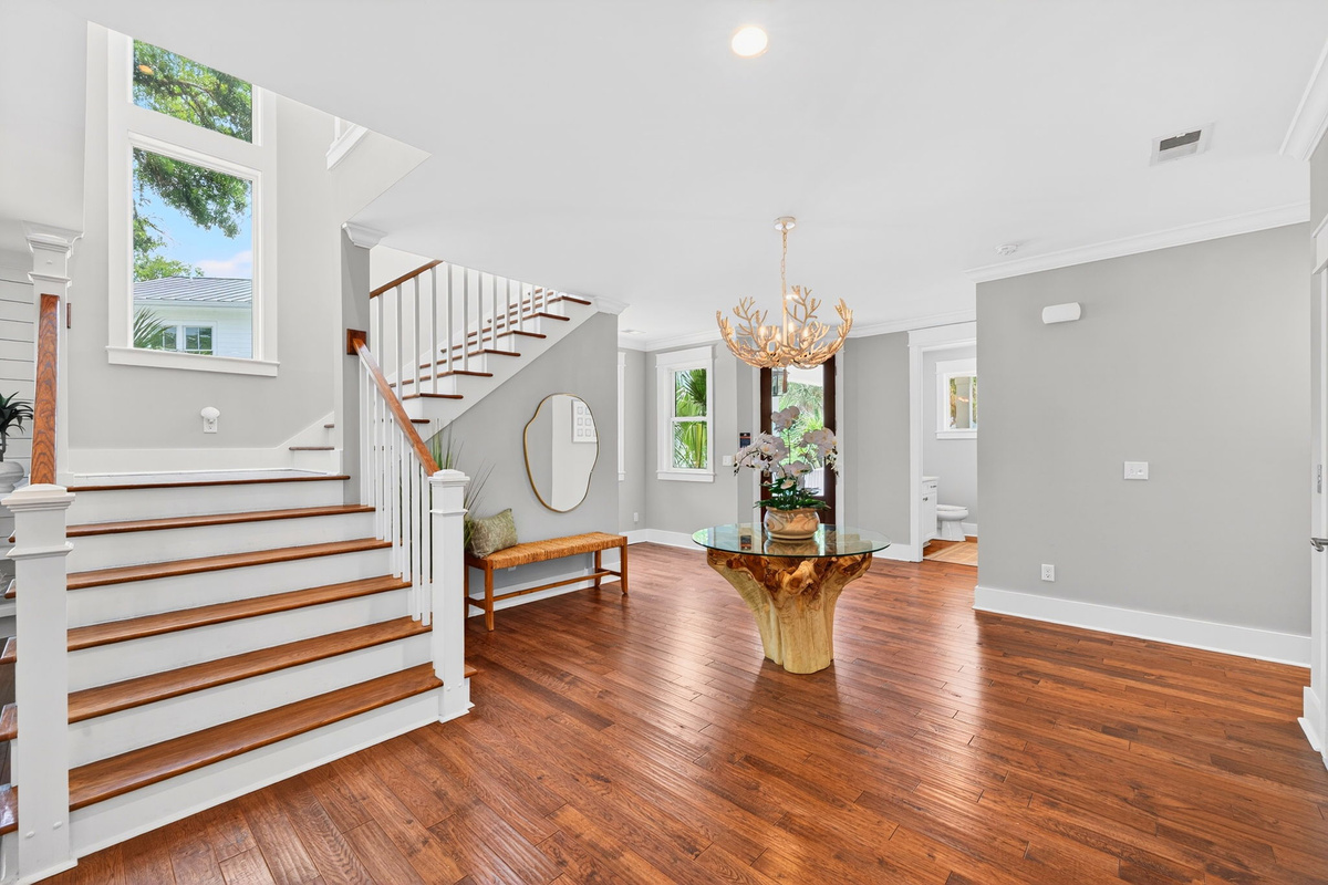 Main stairs | Driftwood Dreams | 105 Forest Trail | Isle of Palms, SC | IOP Escapes