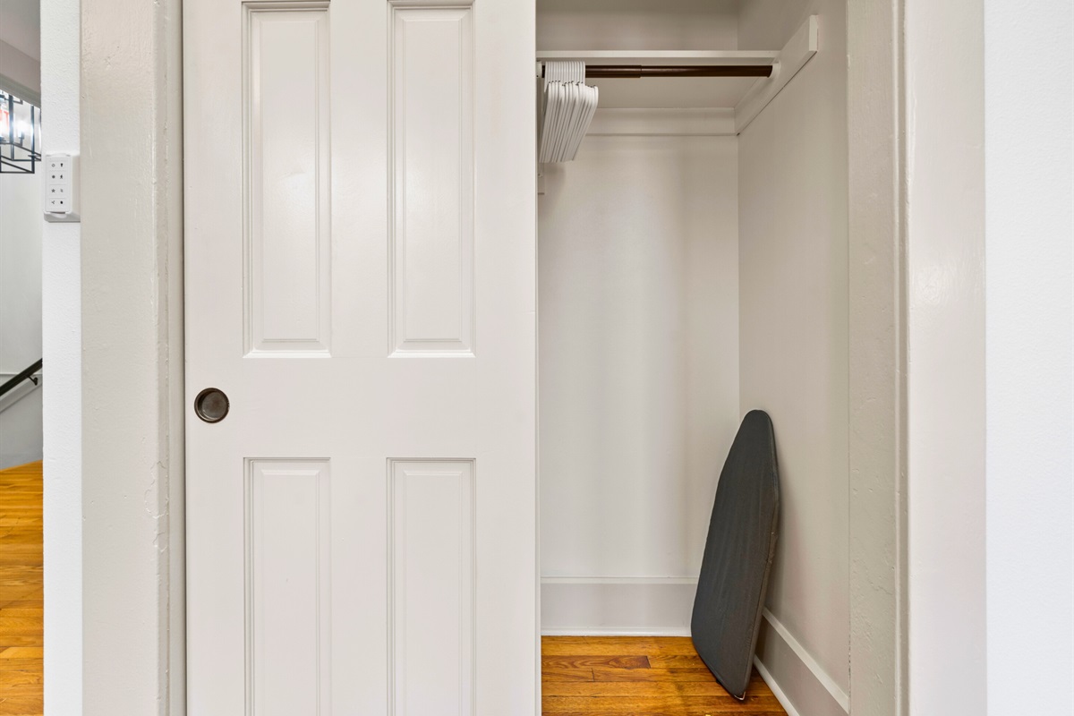 A spacious closet provides ample room to keep your belongings organized, so you can enjoy a clutter-free stay.