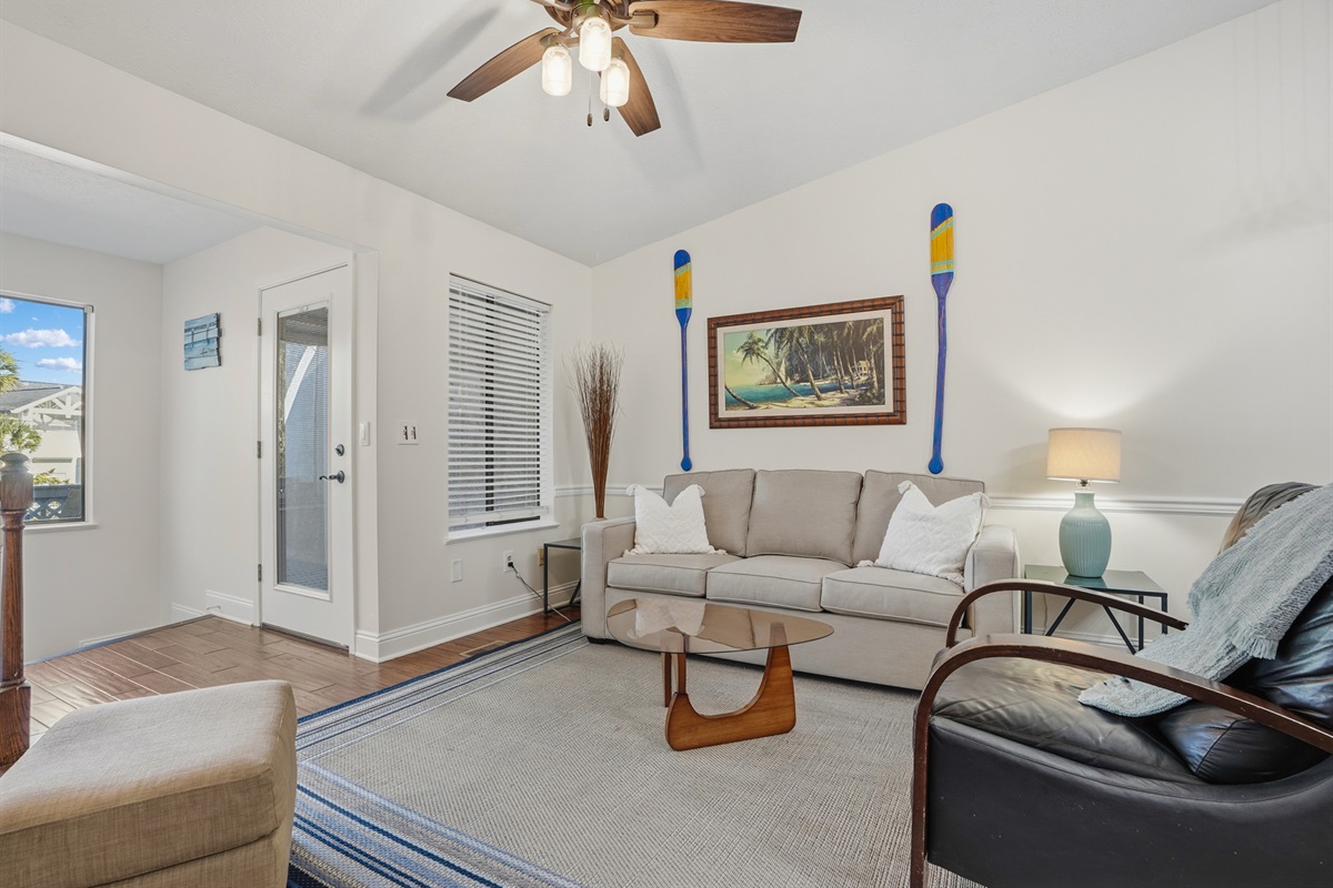 Living Room is Upstairs with Queen Sleeper Sofa