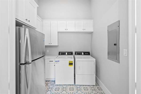 Laundry room with 2nd refrigerator to keep your beverages cool