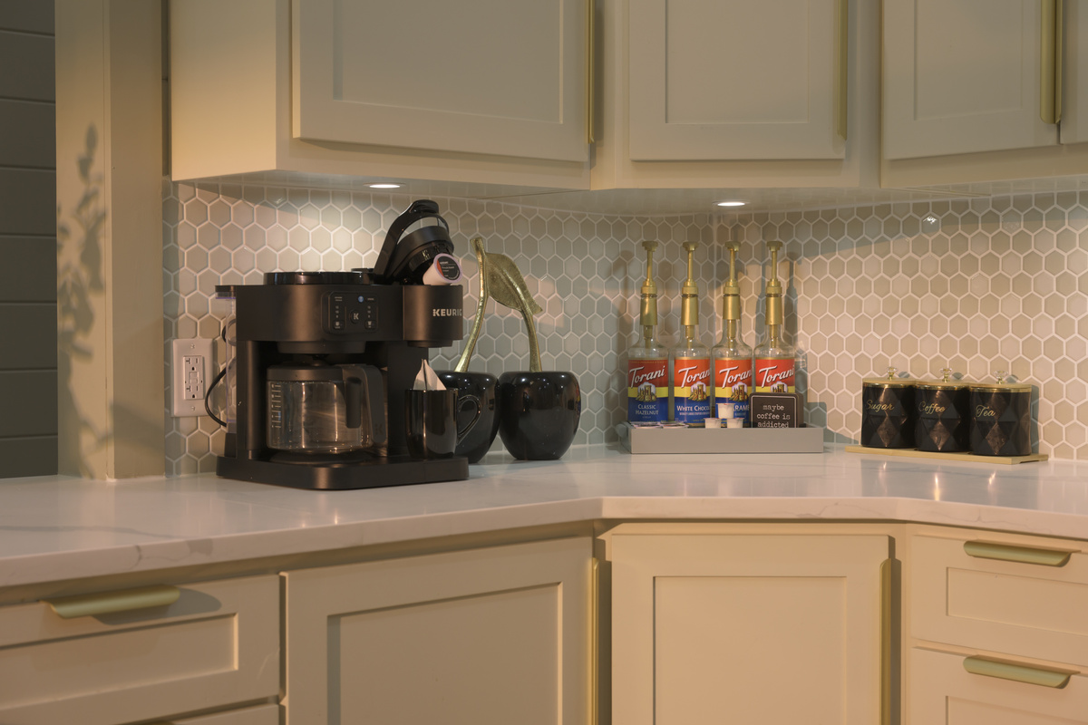 Coffee Bar: Indulge in gourmet flavors with syrups, pods, and a wink at your caffeine habit!