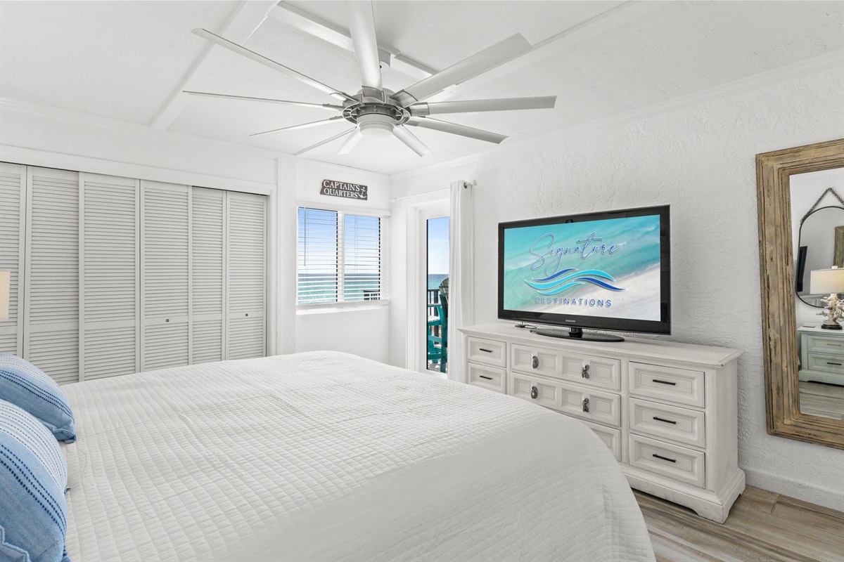 Bedroom 1 with King Bed and Balcony Access