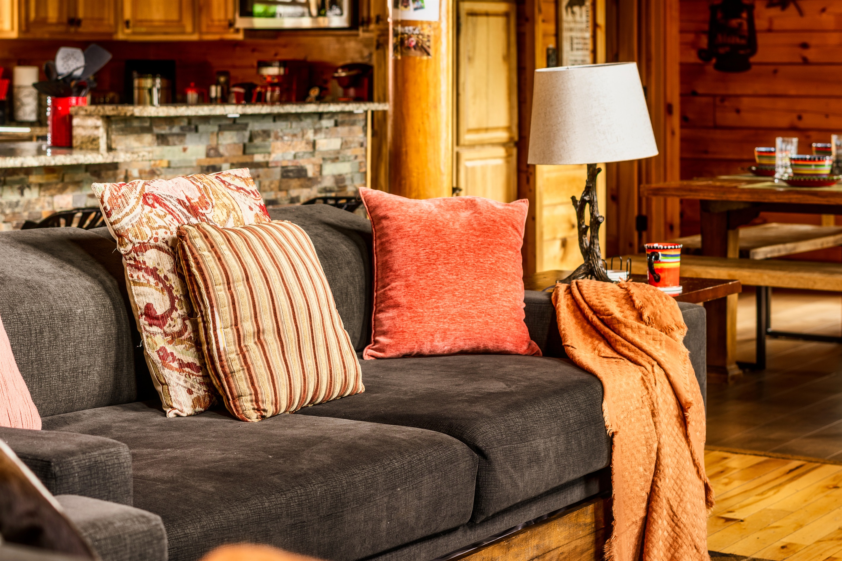 Day bed sofa with trundle below.  Two sofas sleep 4.