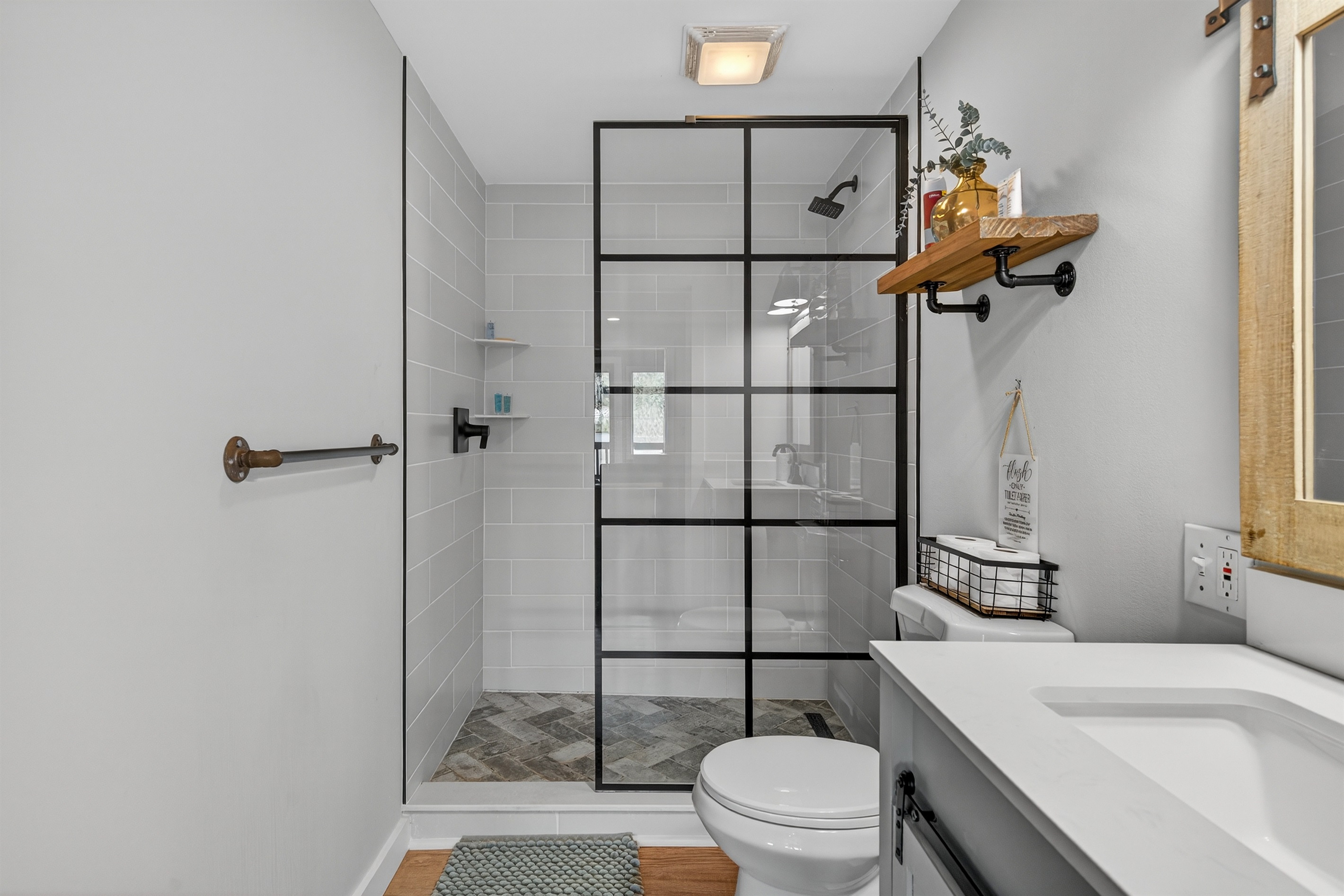 Full bathroom on main level of home with spacious stand up shower!