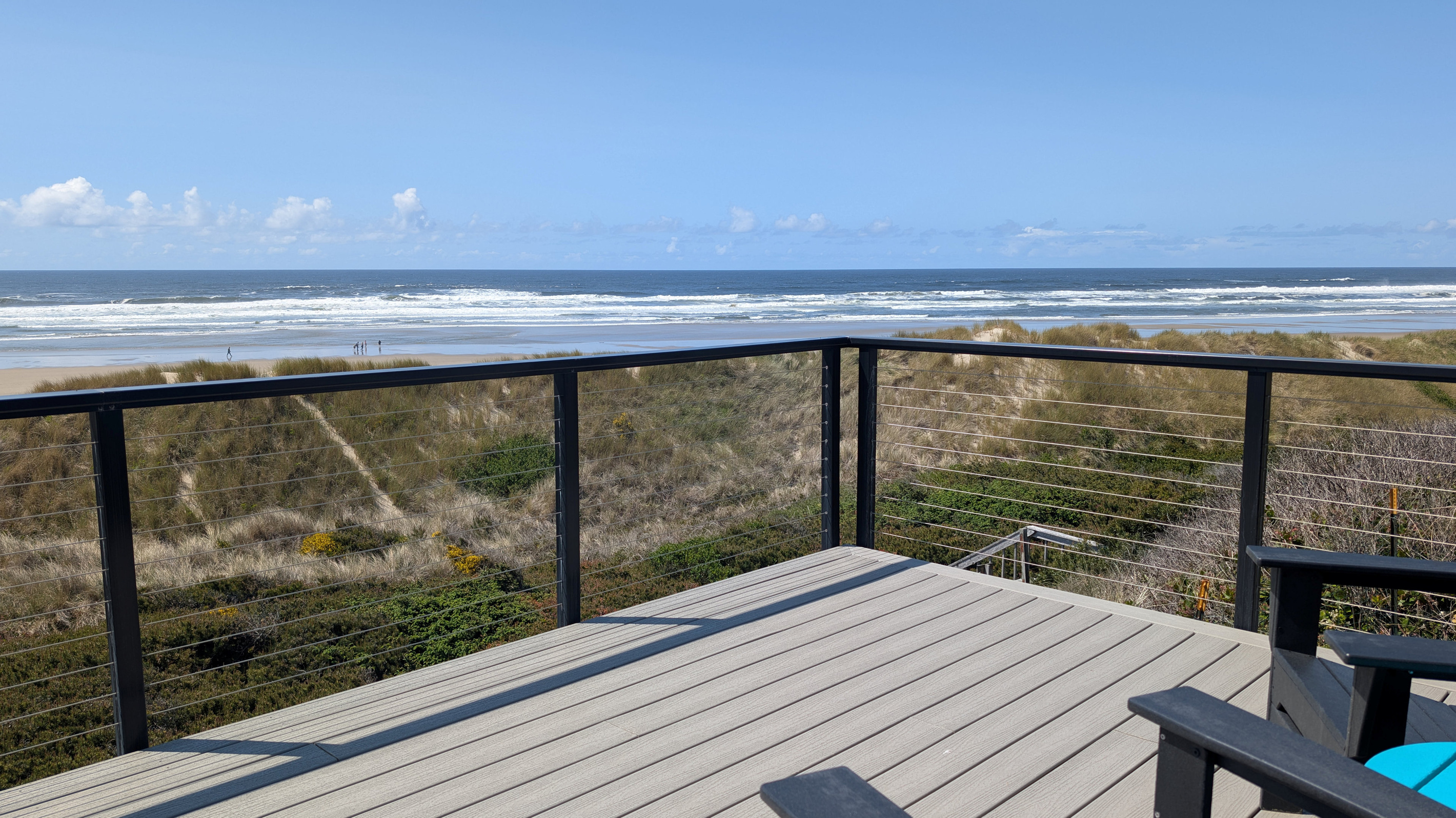 panoramic views from the beach front deck
