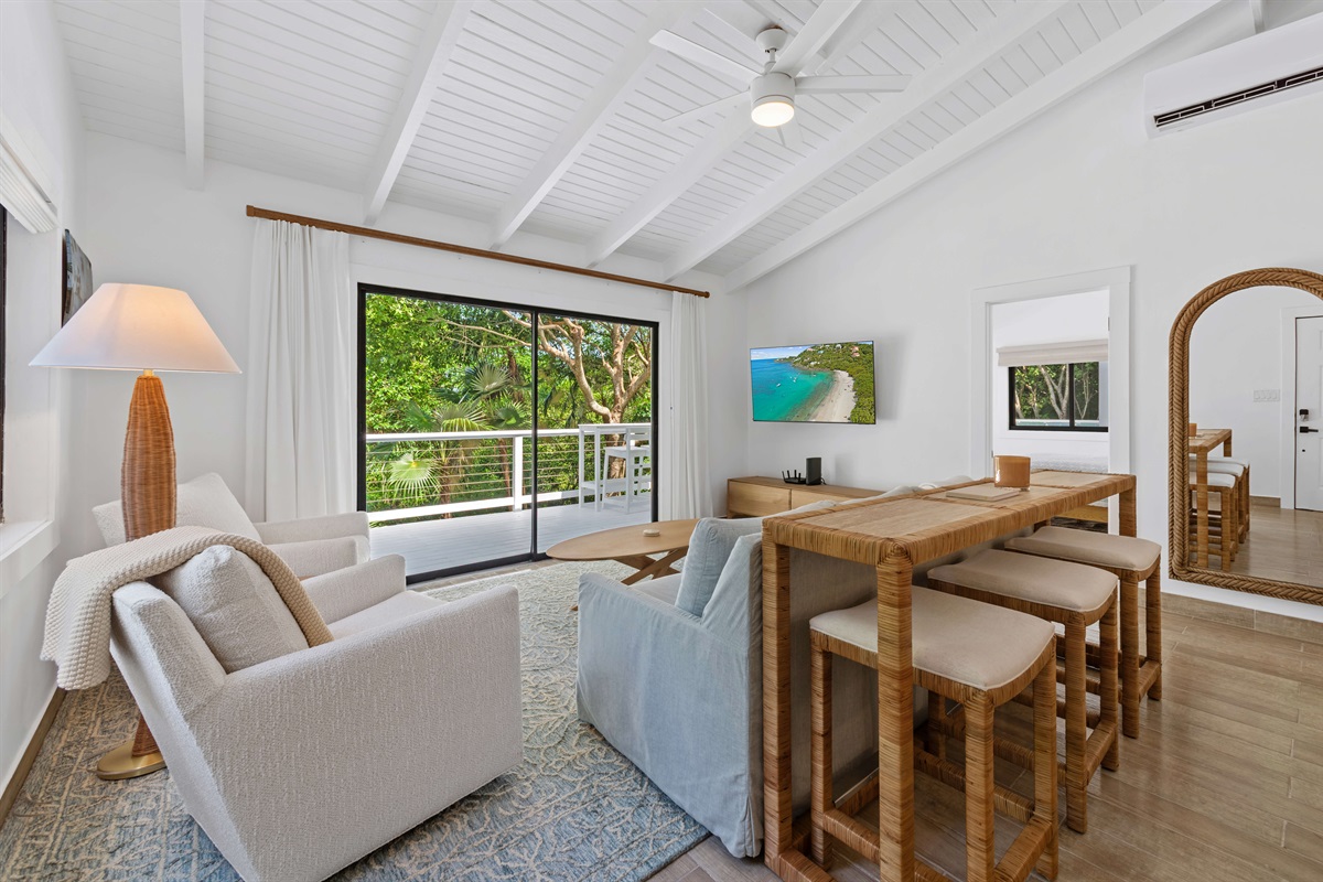 The high ceilings create such a spacious feel in this cozy home