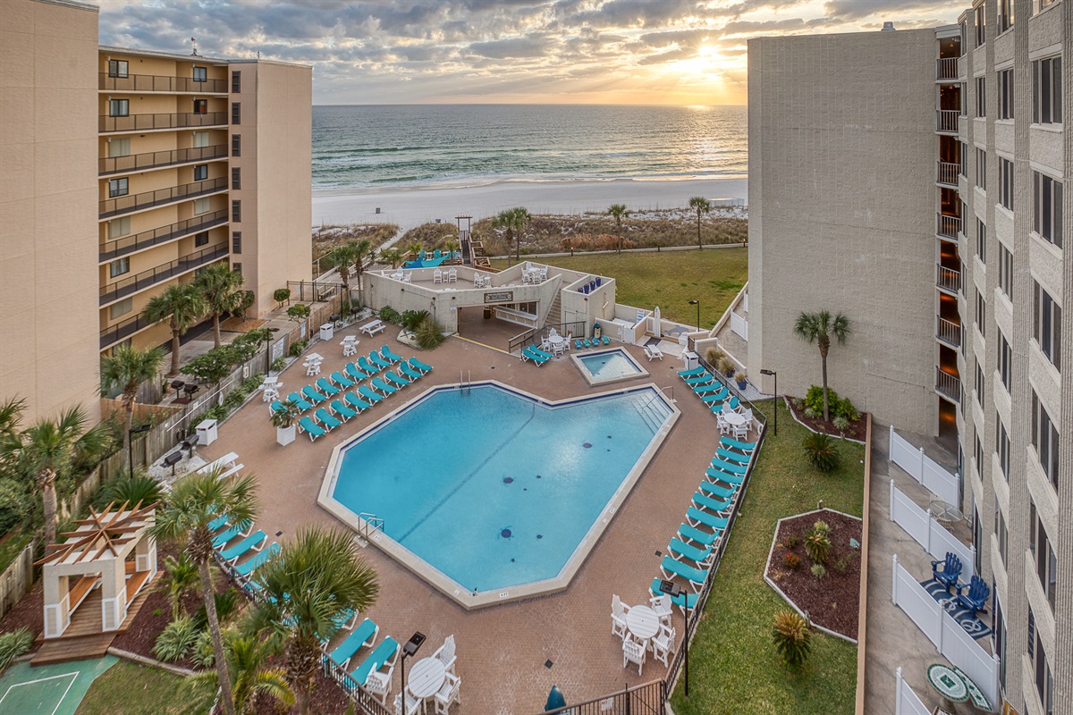 Resort-style pool just steps from the beach