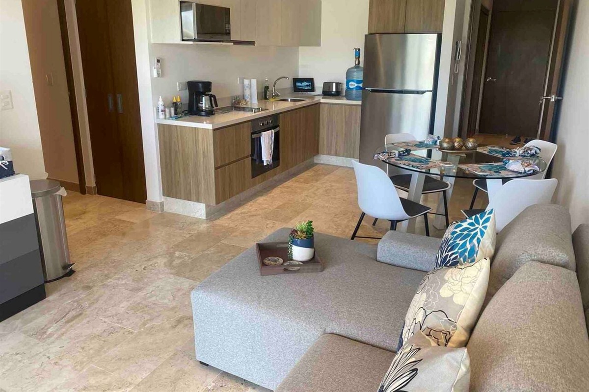 Living Room into the Kitchen