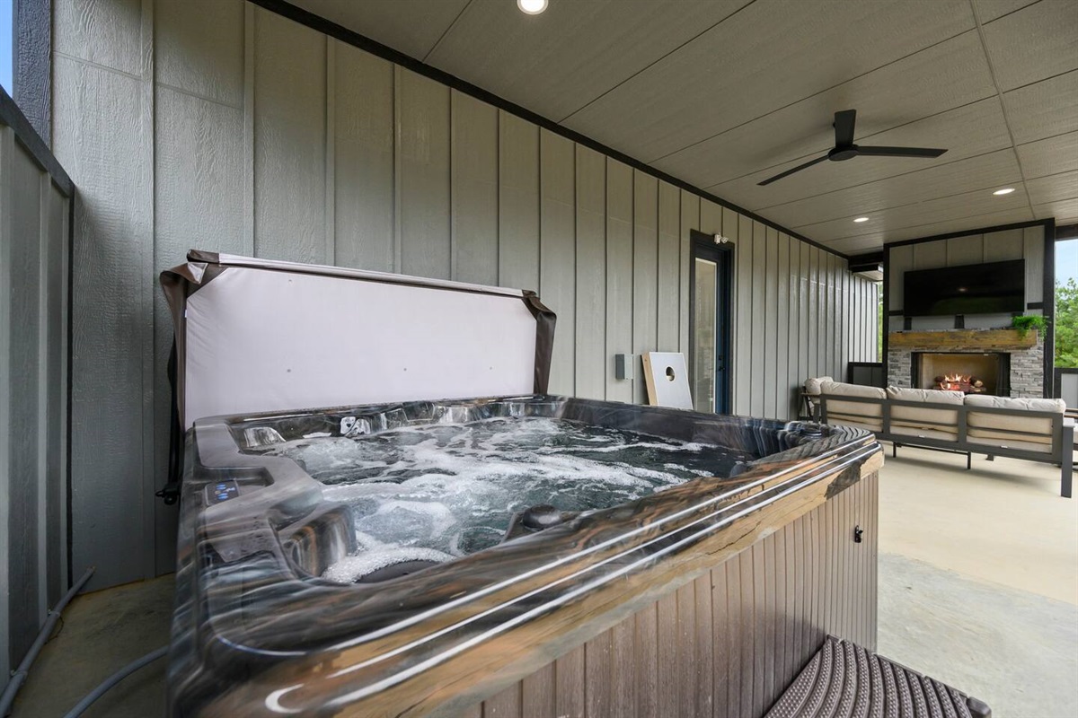 Hot tub and seating area