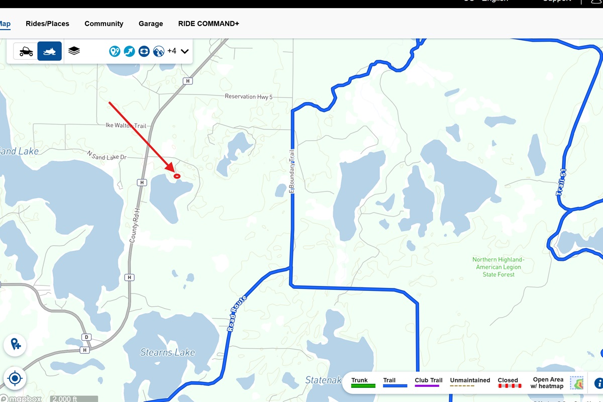 Snowmobile Trail Location