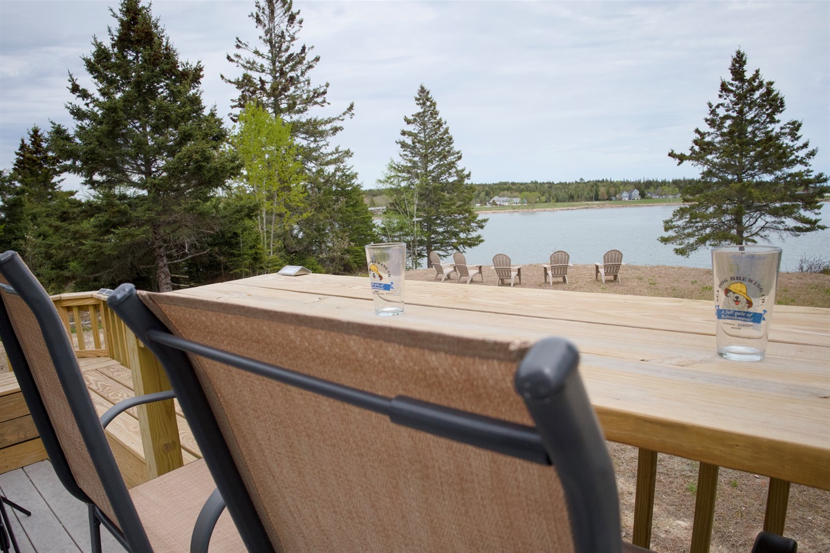 Deck overlooking Prospect Harbor and the Atlantic Ocean