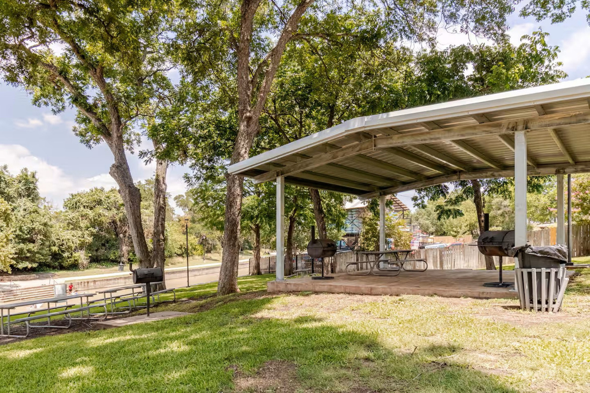 Covered pavilion for dining. 