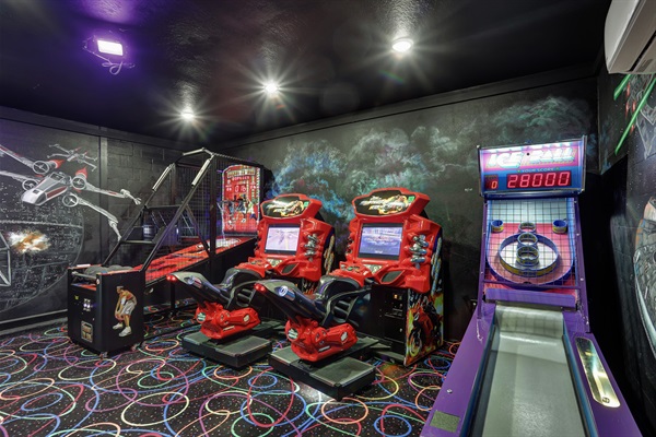 1st Floor Game Room-Shoot To Win Basketball-2 Fast & Furious Super Bikes-Ice Ball Skee Ball